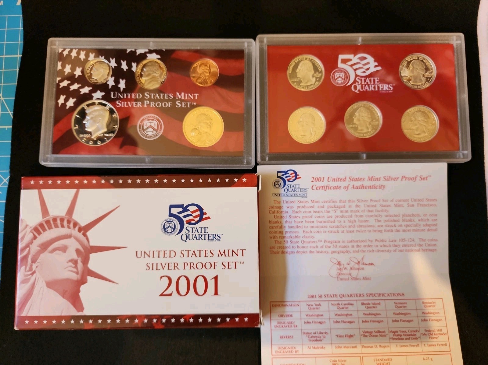 2001 S United States Mint Silver Proof Set With COA 2001 S United States Mint Silver Proof Set With COA