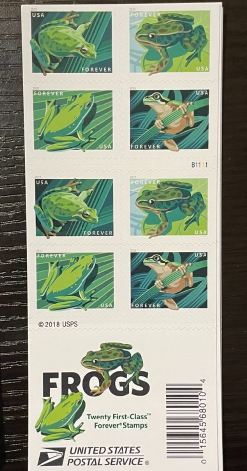 2019 Frogs Stamps Booklet of 20 - Forever - MNH