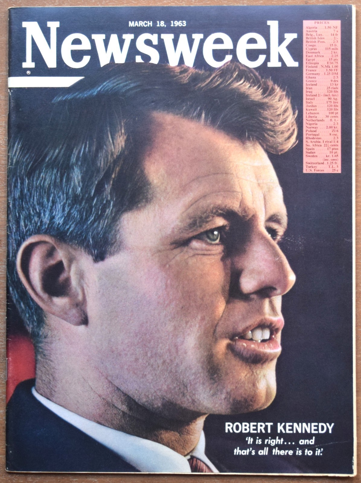 Newsweek Magazine March 18,1963 Robert Kennedy Cover | Newsstand NO LABEL Newsweek Magazine March 18,1963 Robert Kennedy Cover | Newsstand NO LABEL