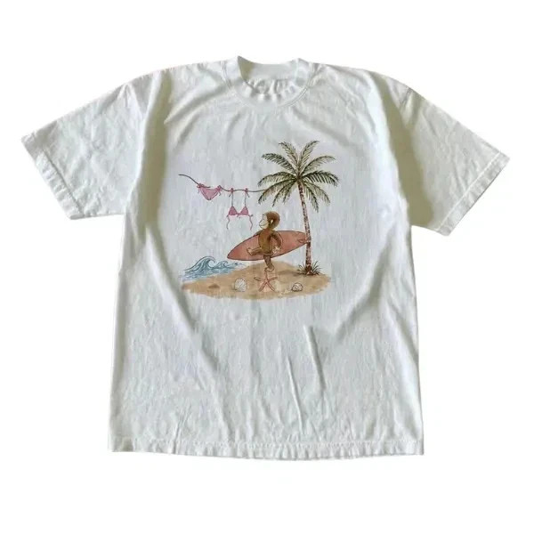 Curious George Surfing Y2K Summer T-Shirt - Vintage Graphic Tee –  Sizes S-5XL