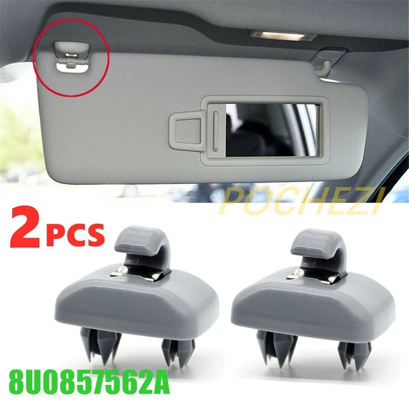 2Pcs Sun Visor Clips For Audi A4 A5 A7 Q3 Q5 B6 B7 B8 S4 S5 TT 8U0857562A Grey
