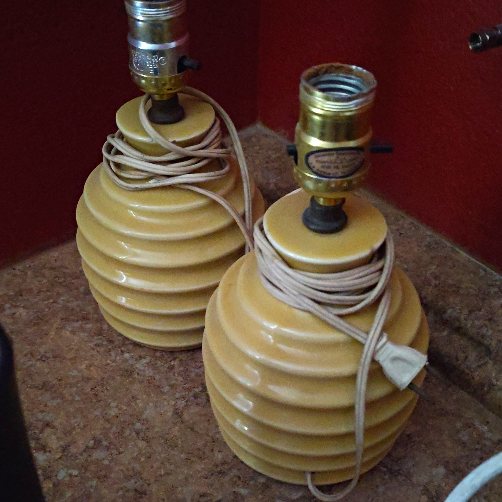 Vintage 1960s Ribbed Glass Table Lamps Pair Set of 2 Mid Century Style Vintage 1960s Ribbed Glass Table Lamps Pair Set of 2 Mid Century Style