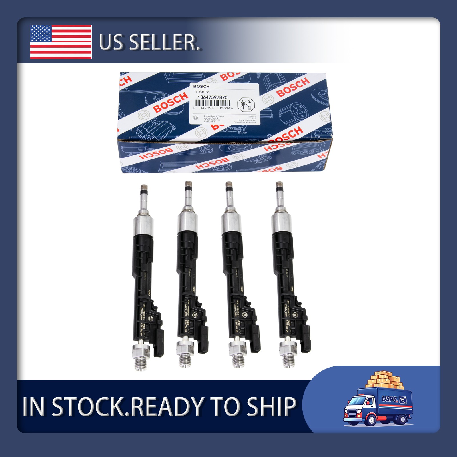 Genuine Bosch 4x EU5 13647597870 Fuel Injectors For BMW 2.0L 328i 0261500109