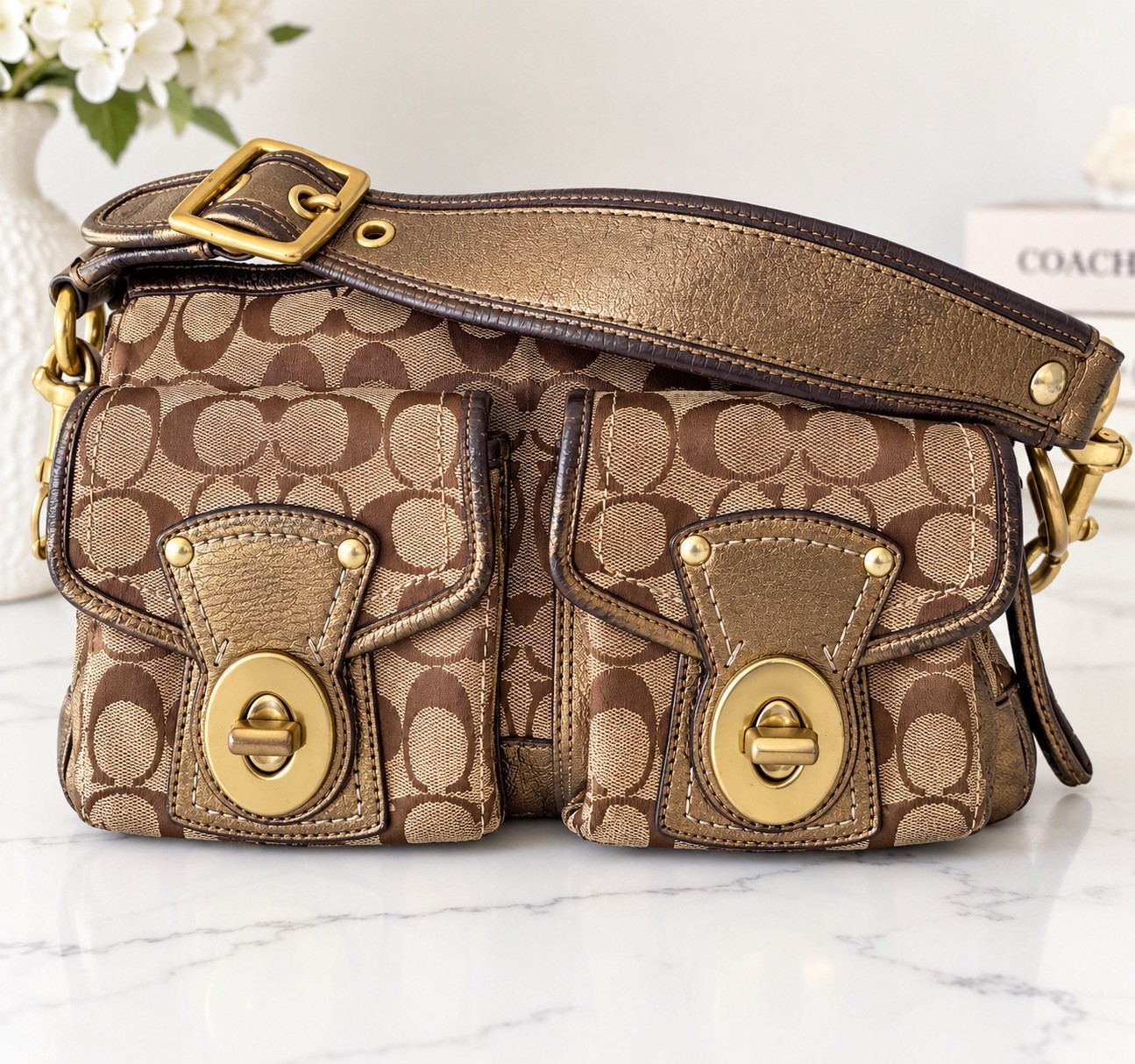 Coach Legacy 10339 Signature Double Turnlock Shoulder Bag 65th Anniversary Y2K Coach Legacy 10339 Signature Double Turnlock Shoulder Bag 65th Anniversary Y2K