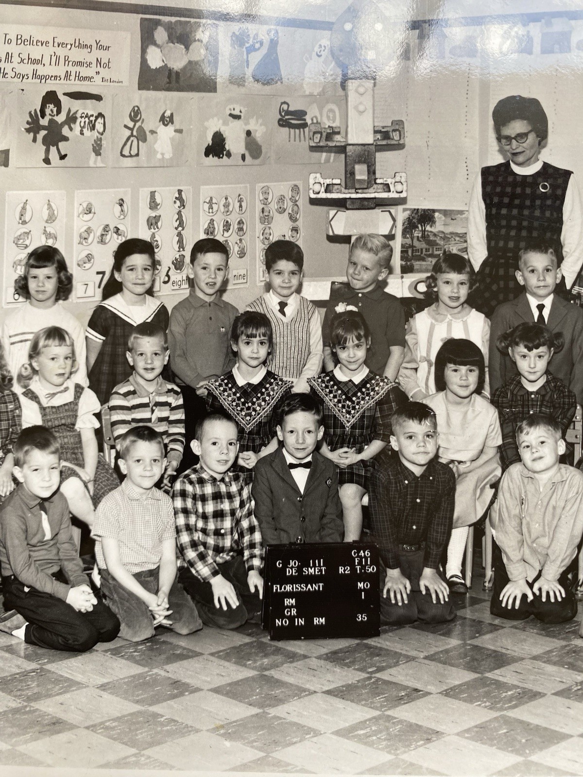 Missouri School Class Photo Florissant Elementary Class Twin Girls Vintage Photo