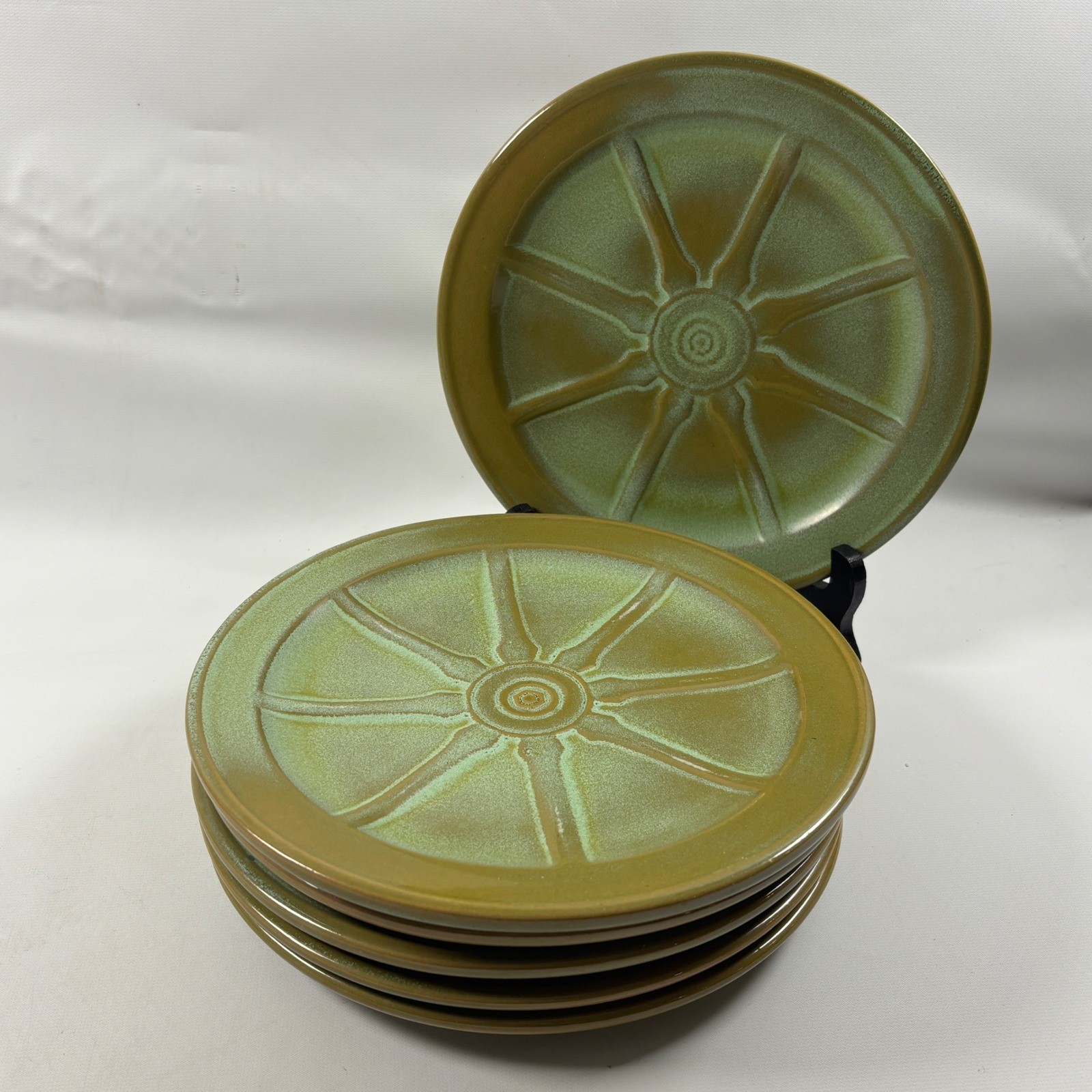 Frankoma Pottery Wagon Wheel Prairie Green 9 Frankoma Pottery Wagon Wheel Prairie Green 9