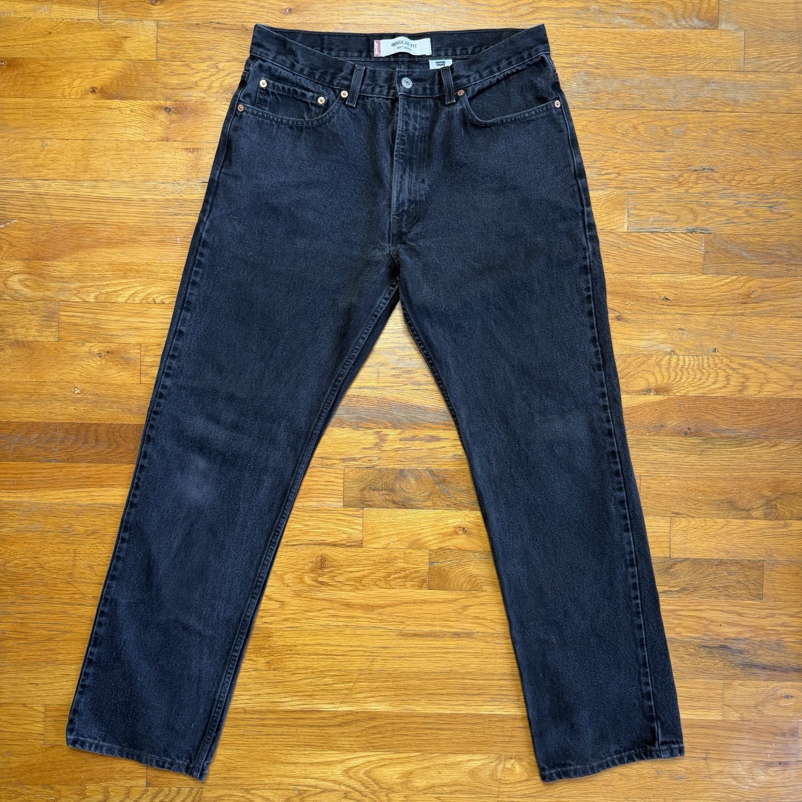 Vintage 2004 Levi\'s 505 Jeans 34x32 Black Regular Fit Straight Leg USA Y2K