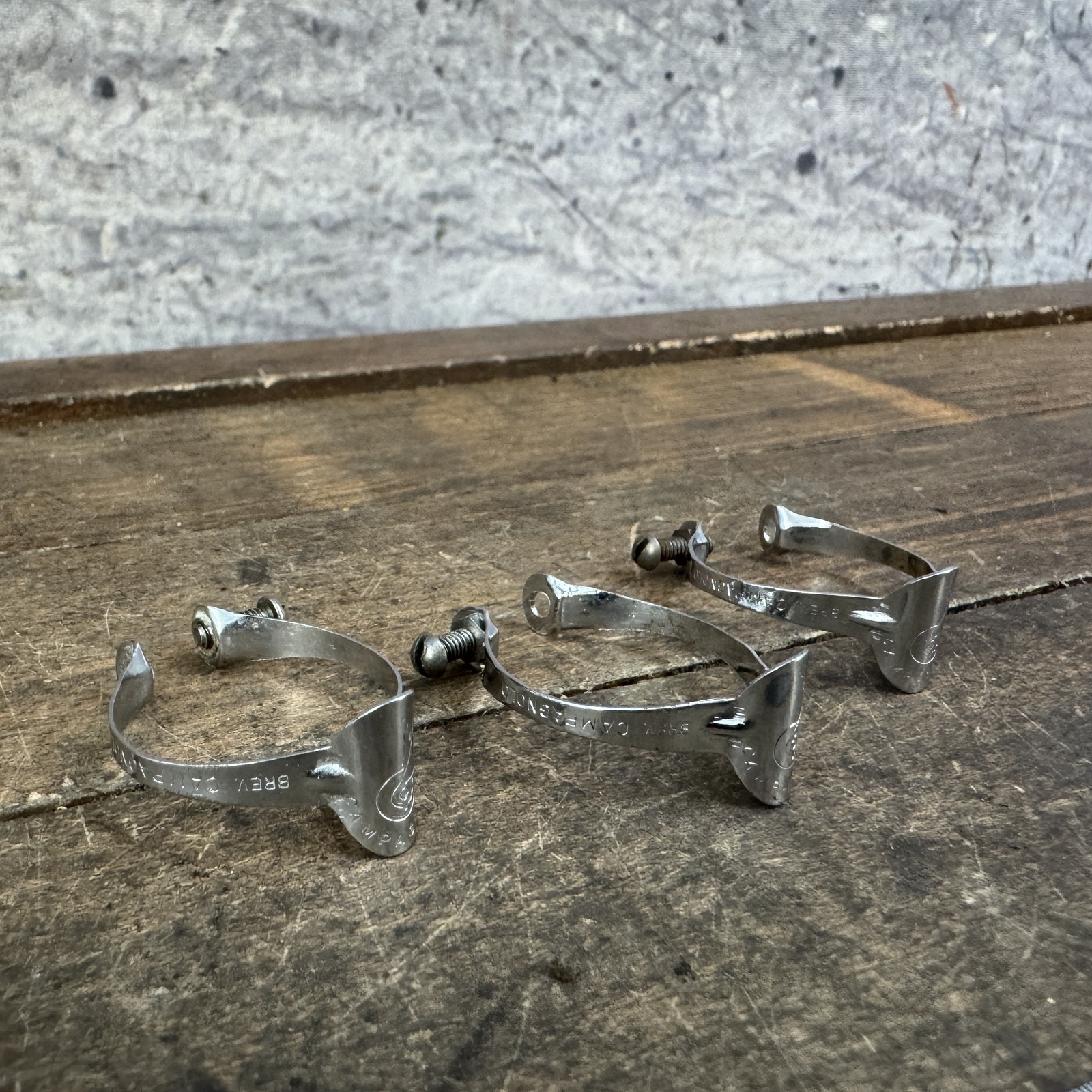 Vintage Campagnolo Brake Cable Clamp Set 3 Chrome Steel 9.1g Road Bike Part
