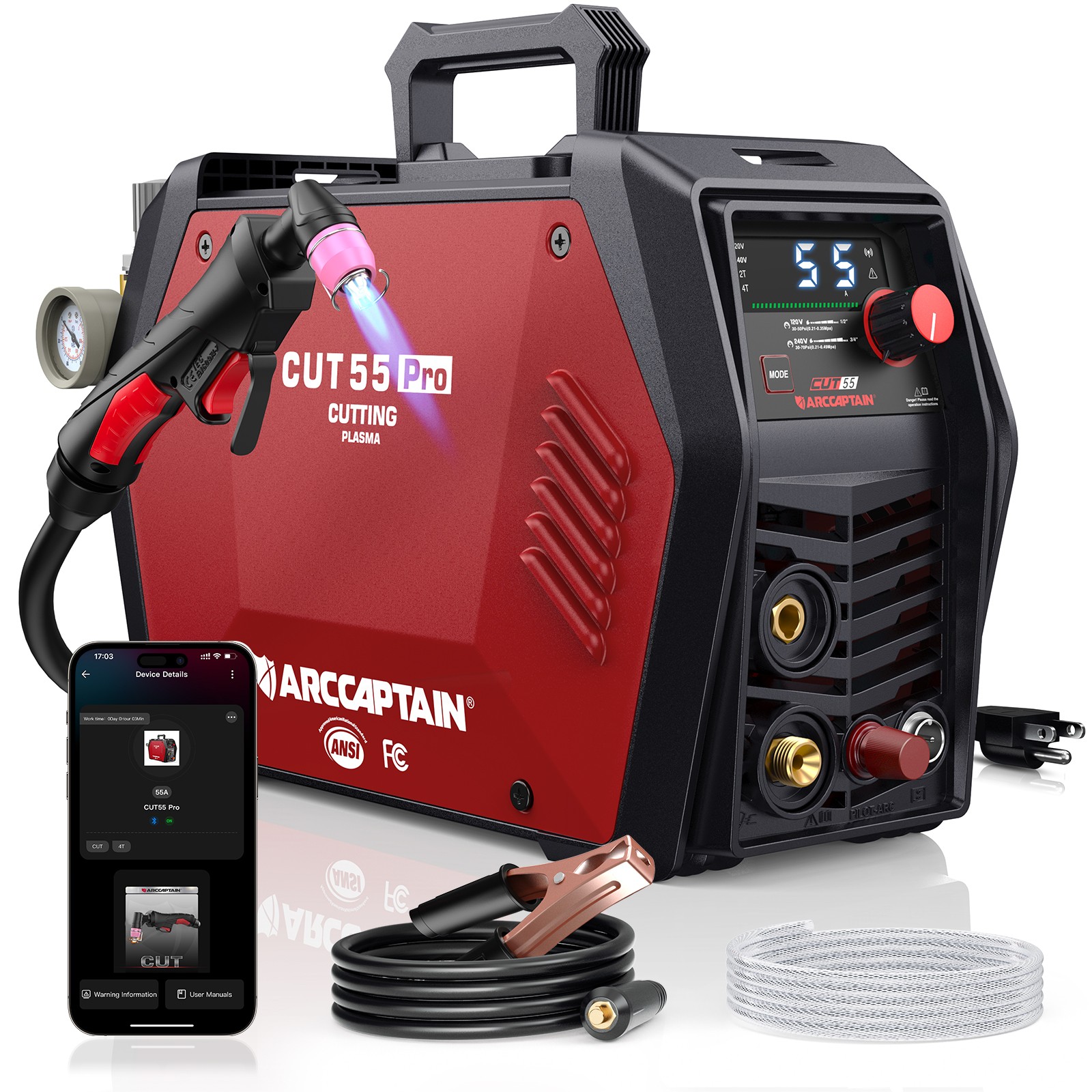ARCCAPTAIN iControl 55Amp CUT55 Pro Plasma Cutter Non-Touch Pilot Arc 120V/240V