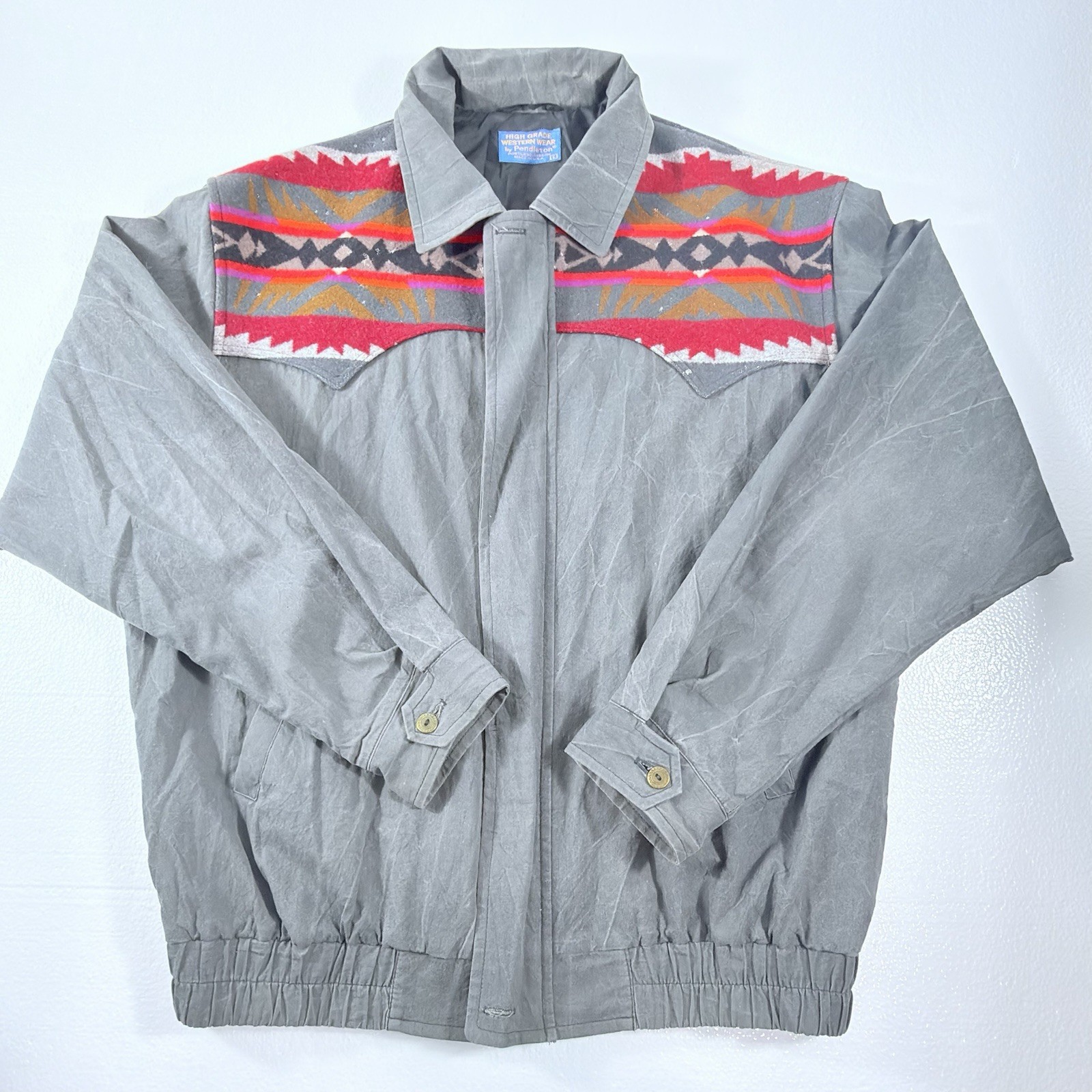 Pendleton Aztec Bomber Jacket Mens Large High Grade Western Wear Full Zip USA