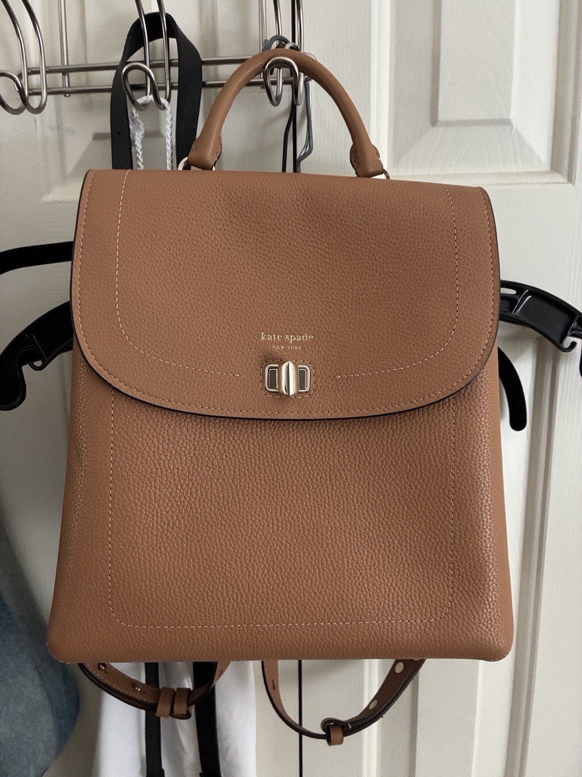 Kate Spade Brown Pebbled Backpack Top Handle Turn Lock Adjustable Strap Kate Spade Brown Pebbled Backpack Top Handle Turn Lock Adjustable Strap