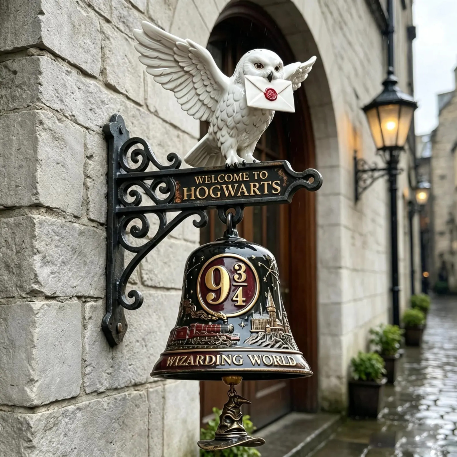 Hogwarts Doorbell Hanging Wall Bell Wizard Magic Decor Unique Home Gift