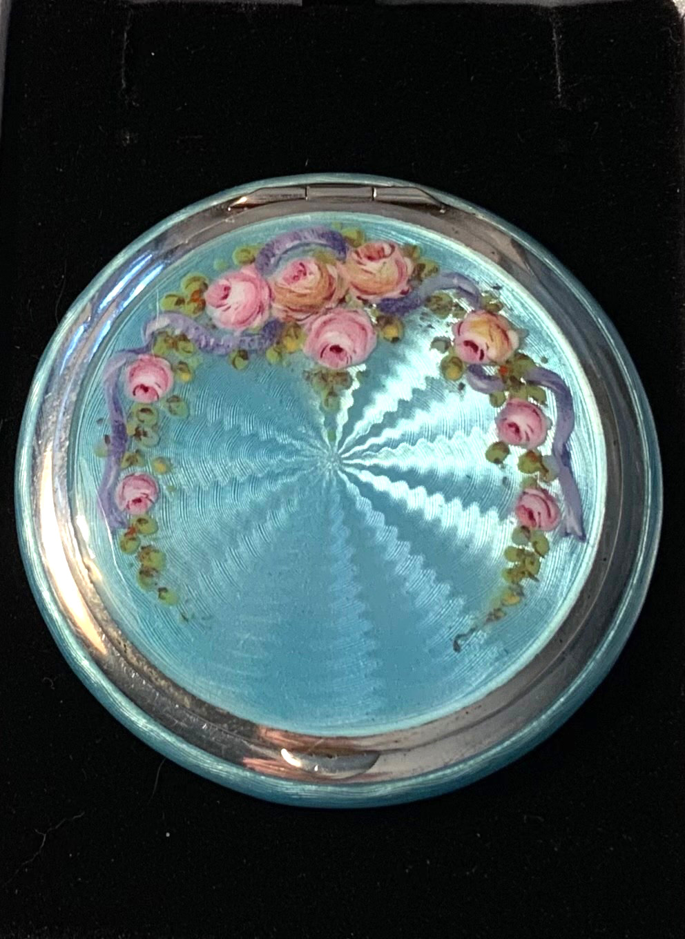 BEAUTIFUL Antique 830 Silver ENAMEL GUILLOCHE Compact GORGEOUS COLORS M*I*N*T* BEAUTIFUL Antique 830 Silver ENAMEL GUILLOCHE Compact GORGEOUS COLORS M*I*N*T*
