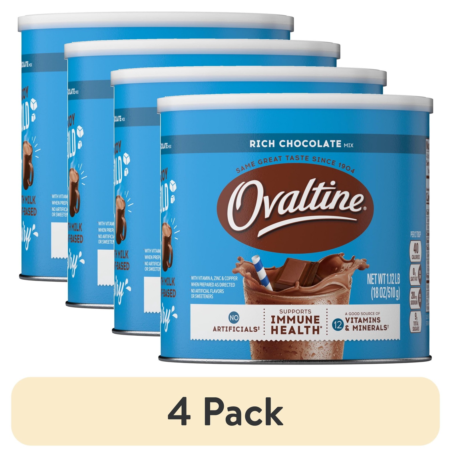 4-pk Ovaltine Rich Chocolate Drink Mix Powdered Drink Mix for Hot and Cold Milk 4-pk Ovaltine Rich Chocolate Drink Mix Powdered Drink Mix for Hot and Cold Milk