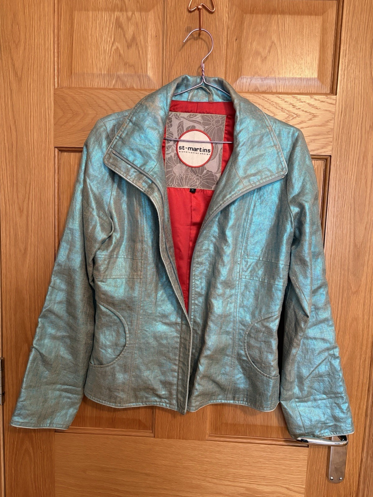 St Martins Jacket 100% Linen Size M Blue Scandinavian Japan Short Gorgeous St Martins Jacket 100% Linen Size M Blue Scandinavian Japan Short Gorgeous