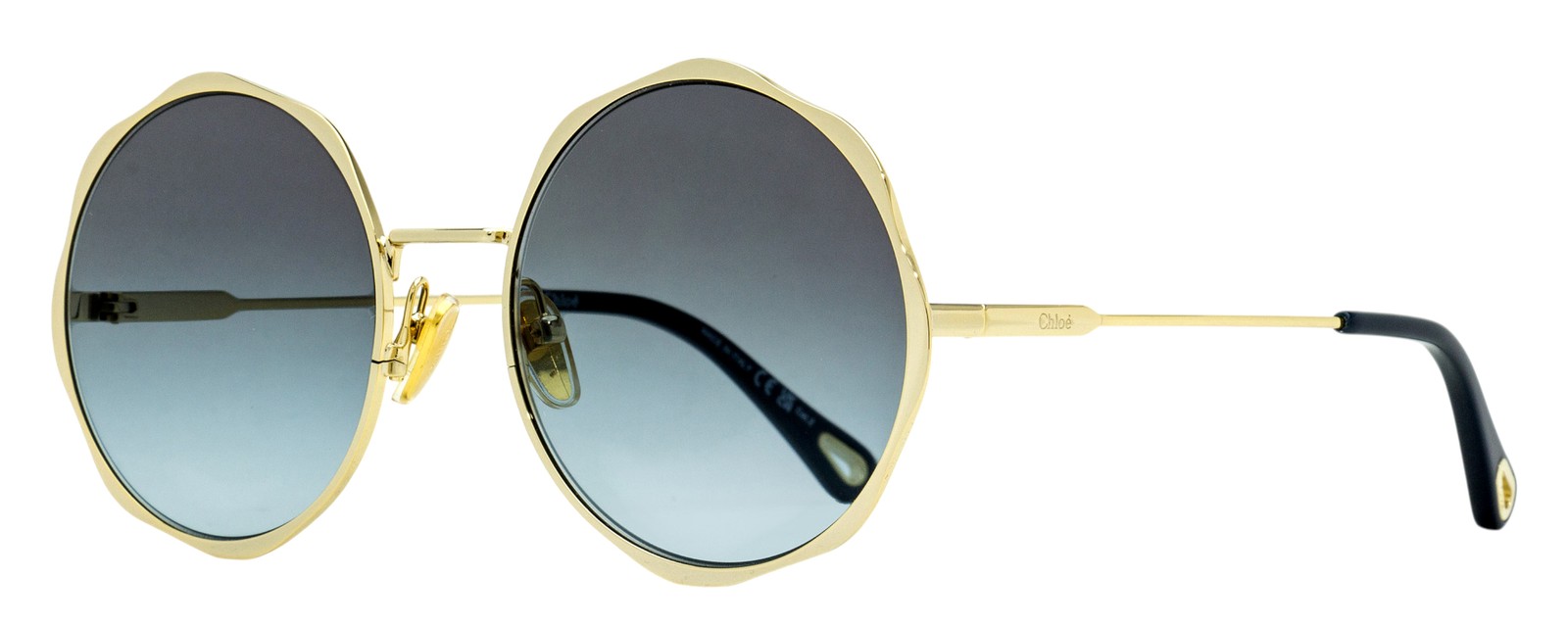 Chloe Scallop Rim Sunglasses CH0184S 005 Gold/Blue 59mm Chloe Scallop Rim Sunglasses CH0184S 005 Gold/Blue 59mm