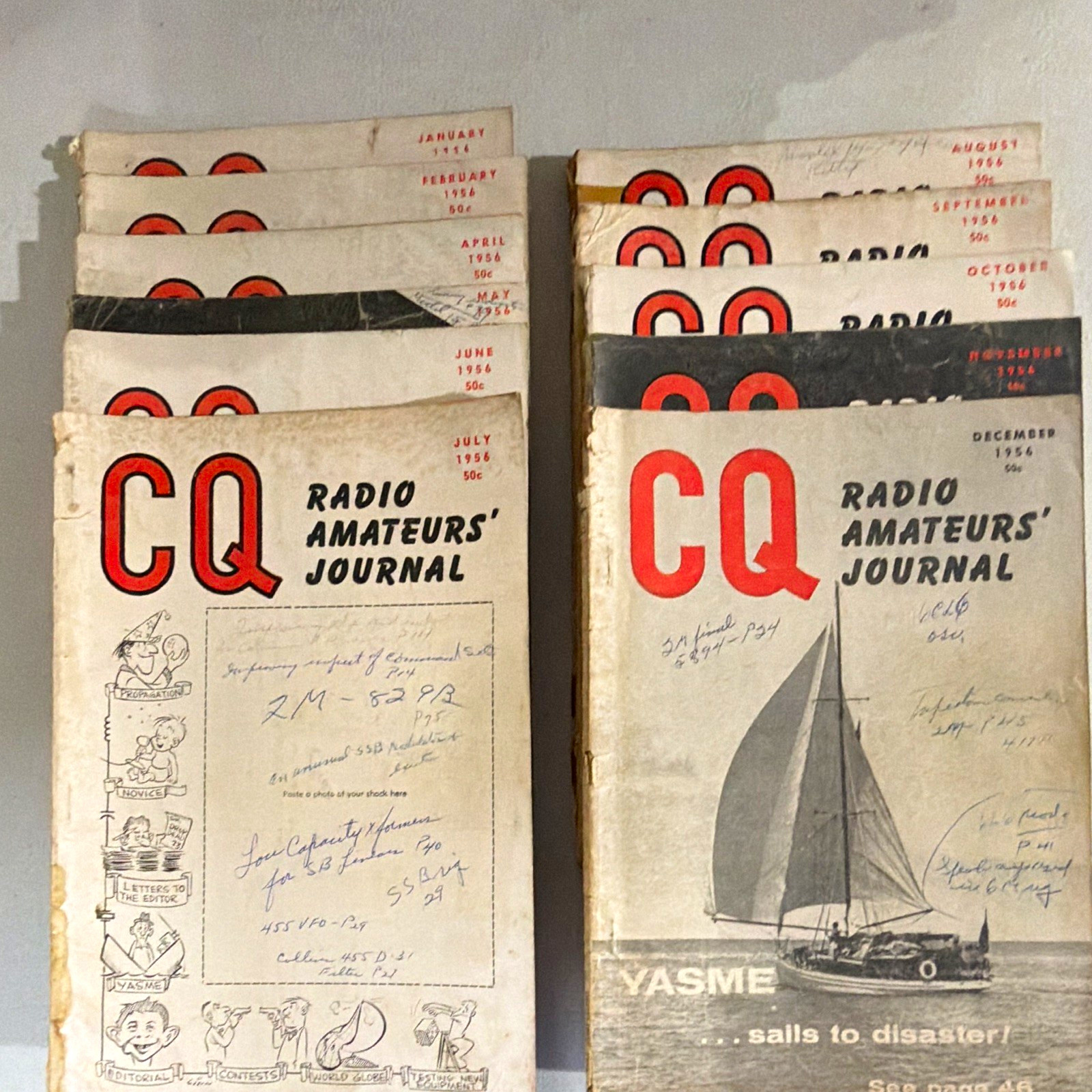 Vintage 1956 CQ Radio Amateurs Journal Magazine Lot of 10+ Yasme Disaster Cover Vintage 1956 CQ Radio Amateurs Journal Magazine Lot of 10+ Yasme Disaster Cover