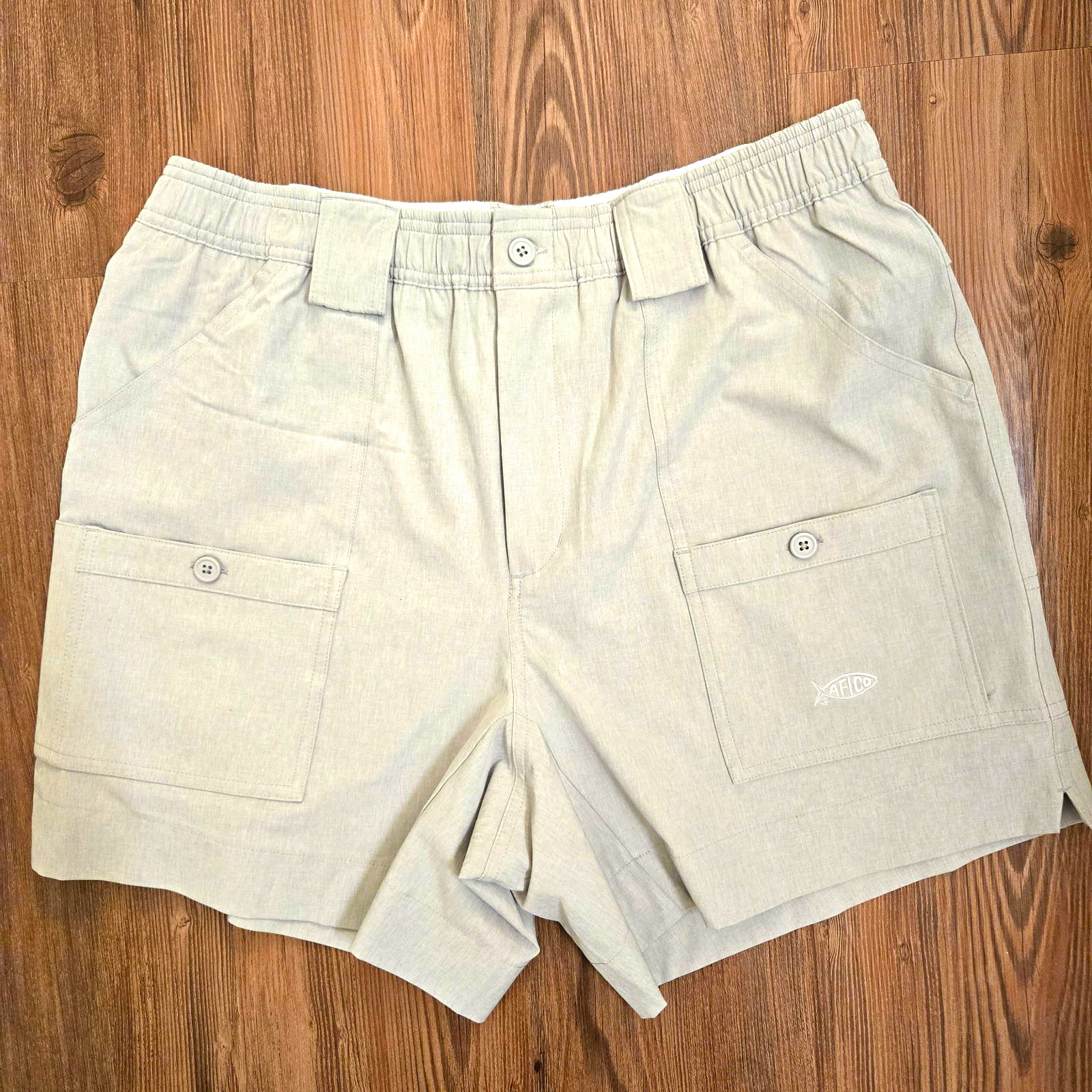 AFTCO Men’s Gray Cargo Shorts Nylon Canvas Flat Front Button Cargo Pockets AFTCO Men’s Gray Cargo Shorts Nylon Canvas Flat Front Button Cargo Pockets