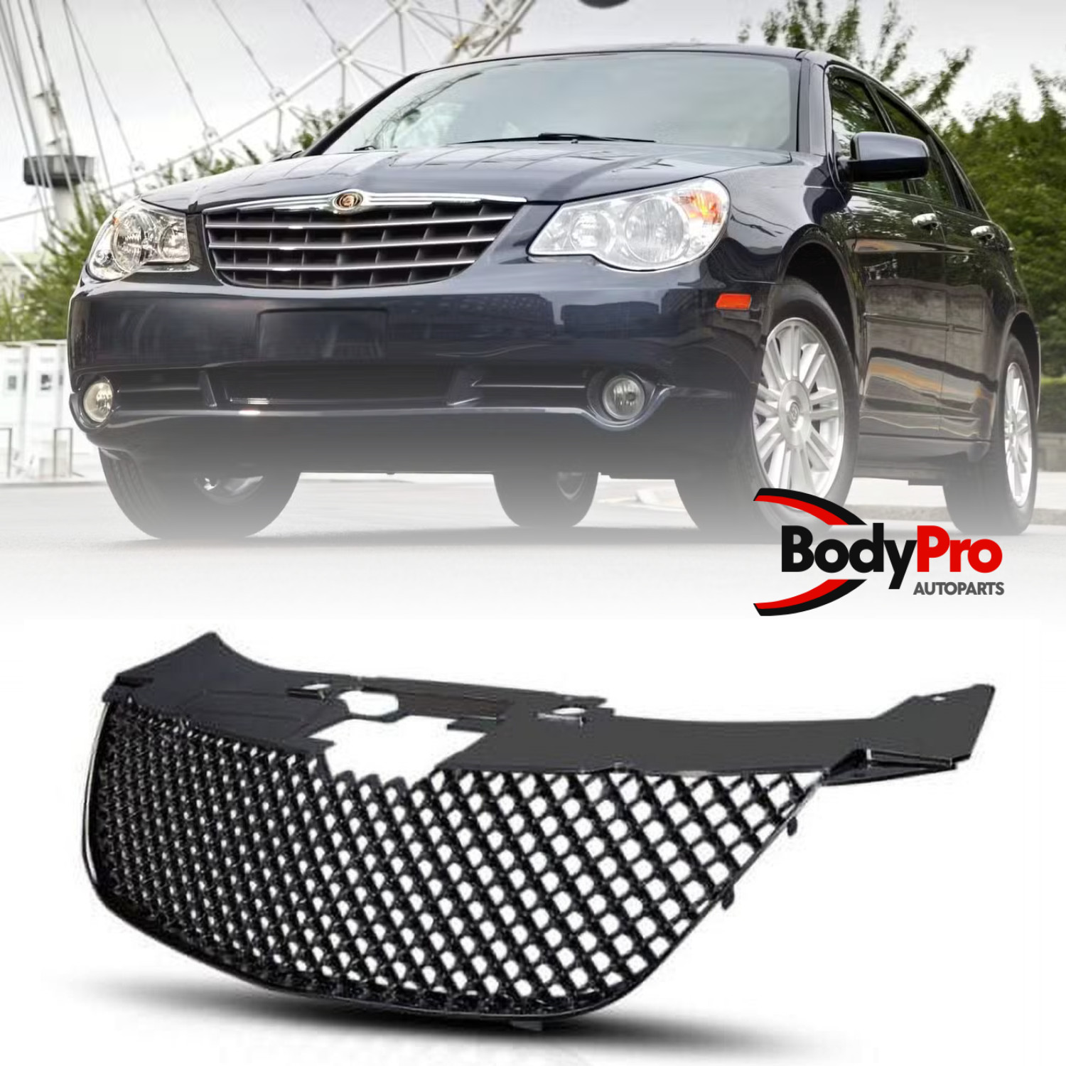 For 2007-2010 Chrysler Sebring Front Bumper Upper Grille Honeycomb Black Grill