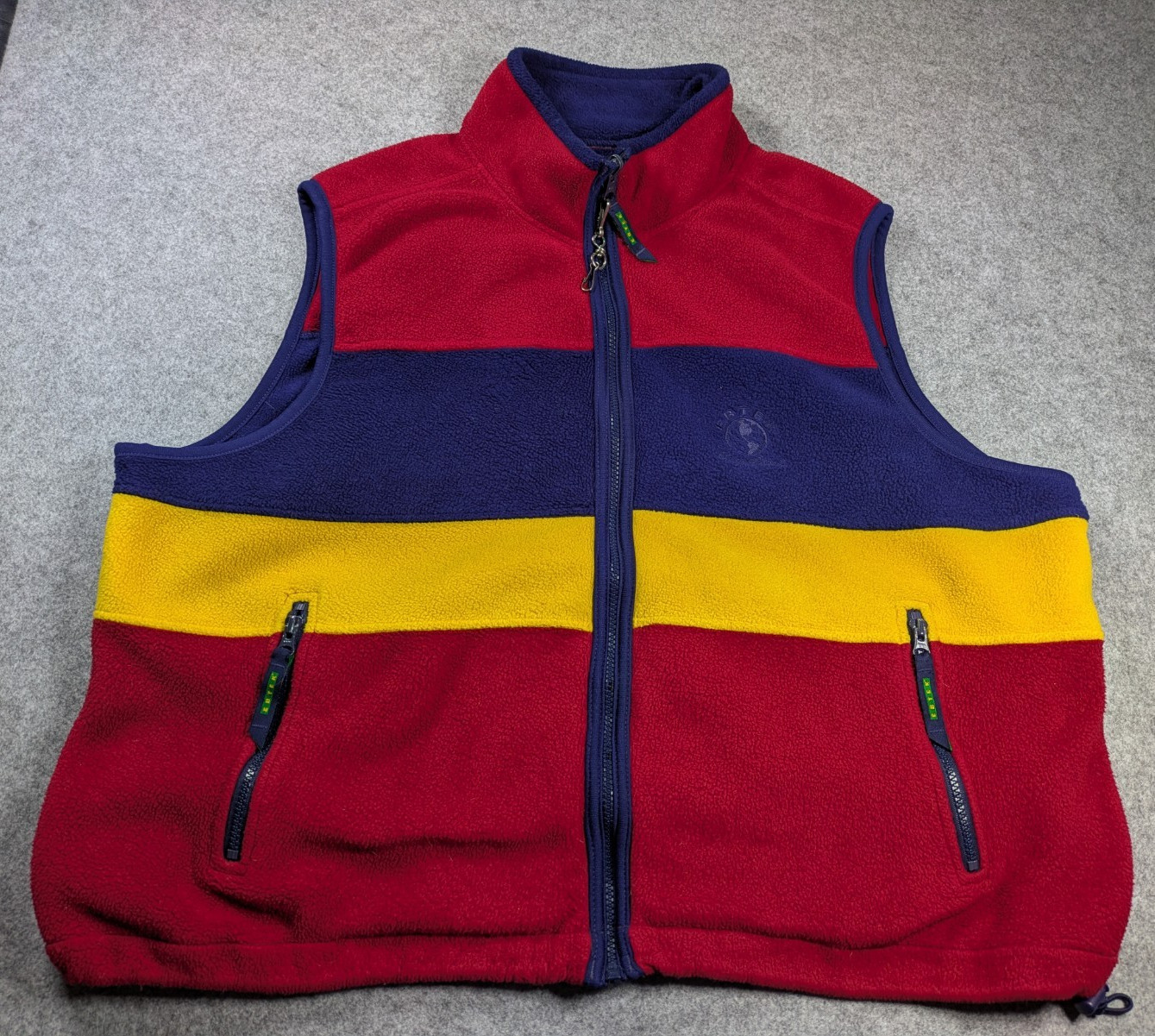 Vintage Eddie Bauer Vest Mens XL Red Blue Ebtek Fleece Jacket Made USA Full Zip