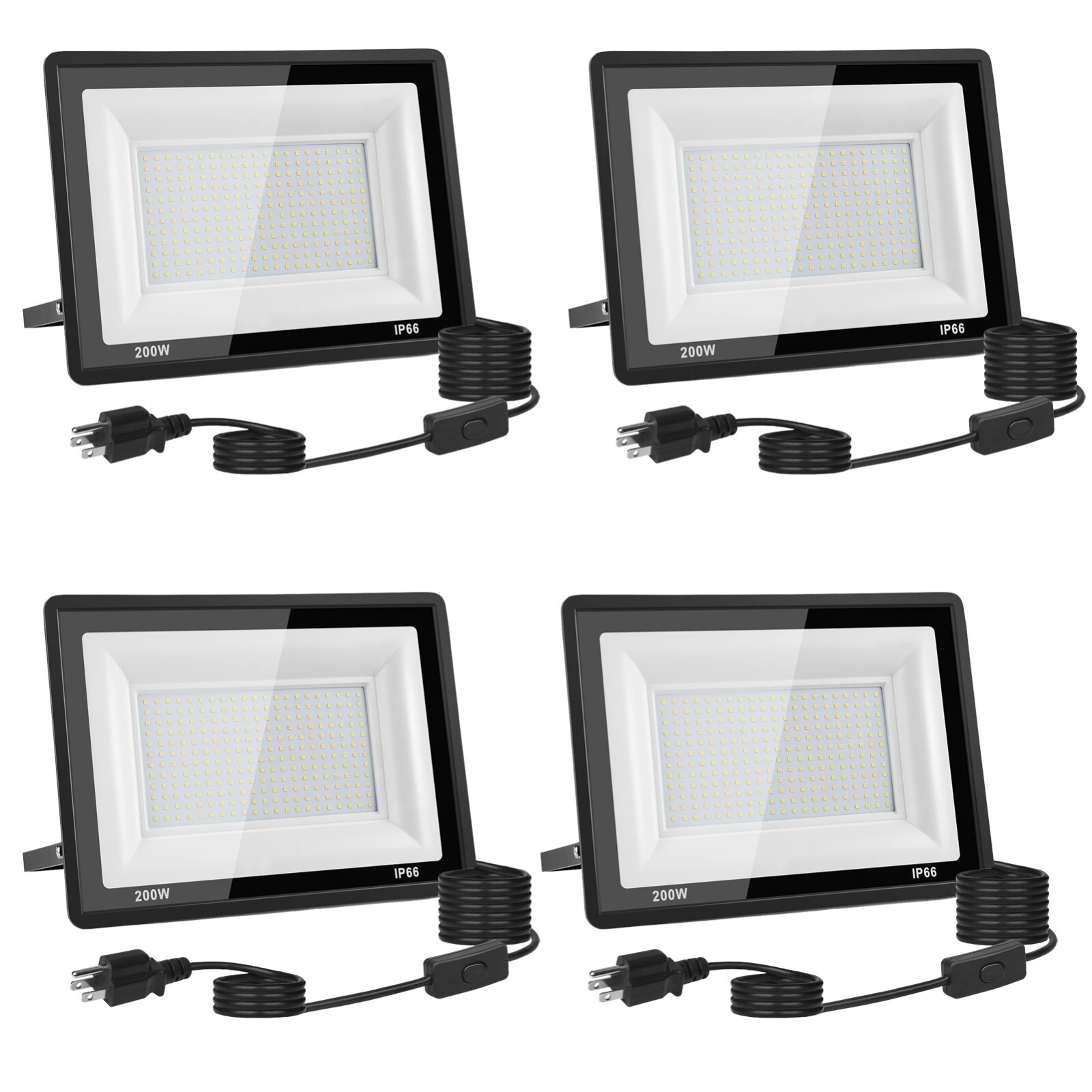 200W 22000LM LED Flood Light Outdoor IP66 Waterproof, 5000K Daylight White 4Pack 200W 22000LM LED Flood Light Outdoor IP66 Waterproof, 5000K Daylight White 4Pack