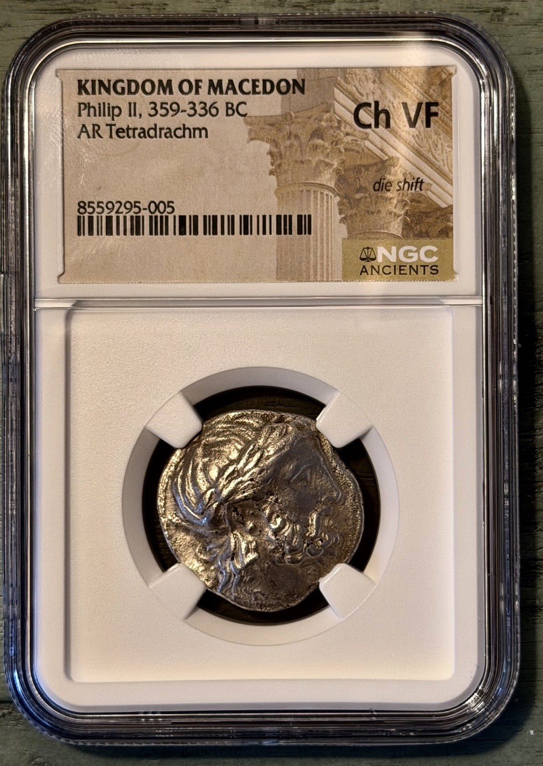 Macedon Philip II AR Tetradrachm NGC Ch VF 359-336 BC Lifetime Zeus Youth Horse Macedon Philip II AR Tetradrachm NGC Ch VF 359-336 BC Lifetime Zeus Youth Horse