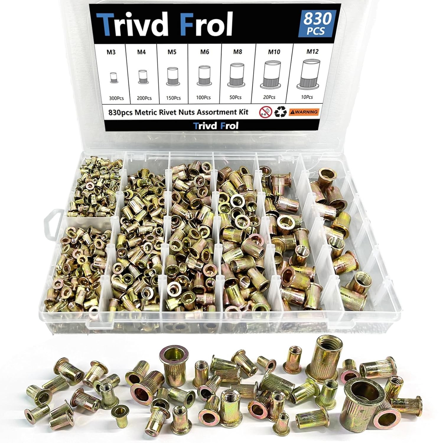 Rivet Nut Tool Kit, 830Pcs Sae/Metric Rivet Nut Assortment Kit Rivet Nut Tool Kit, 830Pcs Sae/Metric Rivet Nut Assortment Kit