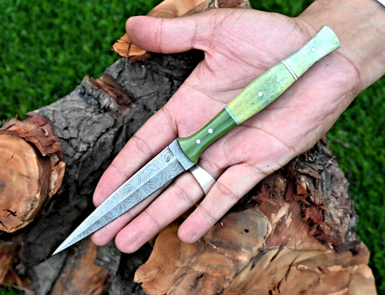 Custom Made Damascus Hunting Boot Knife /Hand Forged Damascus Steel 1383