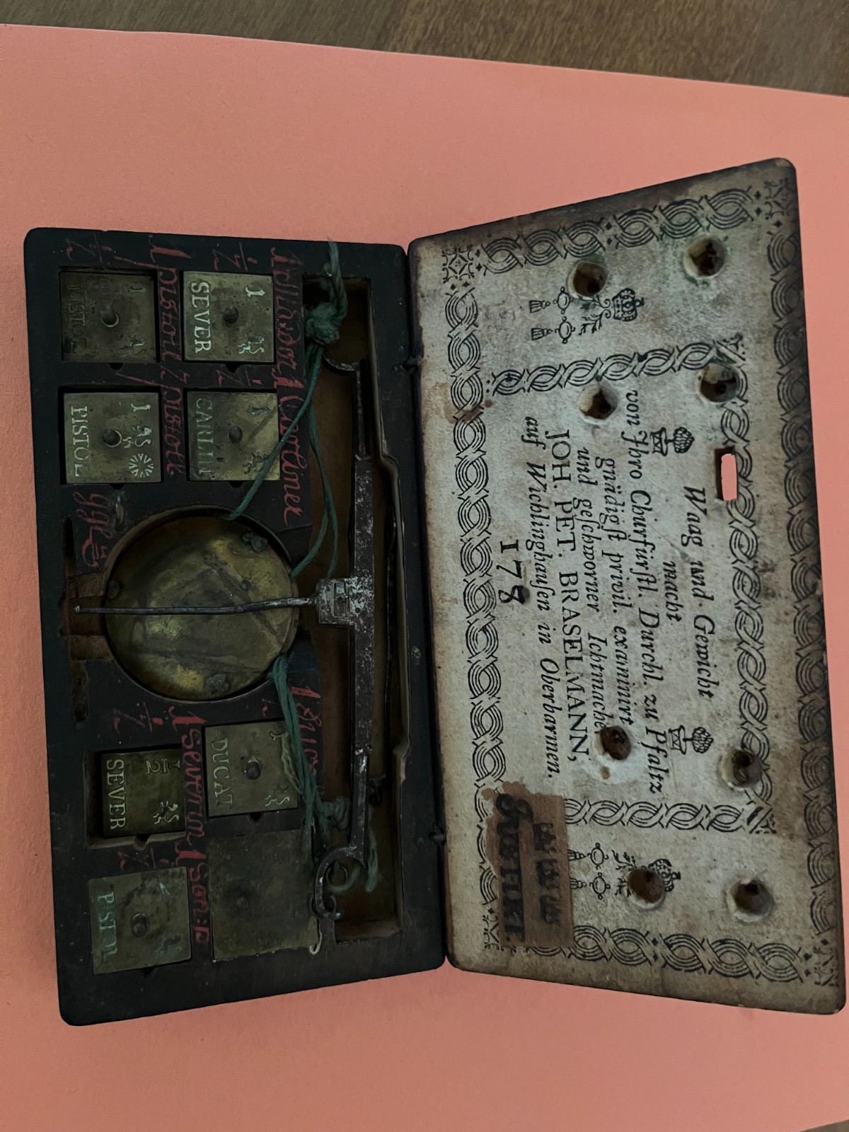 18th Century German Coin Scale in Wooden Case 18th Century German Coin Scale in Wooden Case