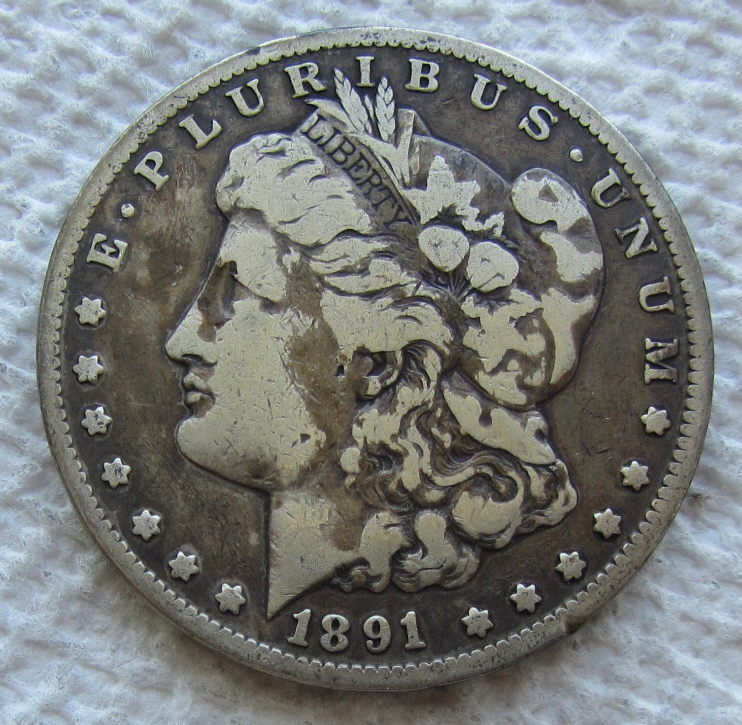 1891-CC $1 Morgan Silver Dollar Rare Key Date Carson City CC Mid Grade Cleaned