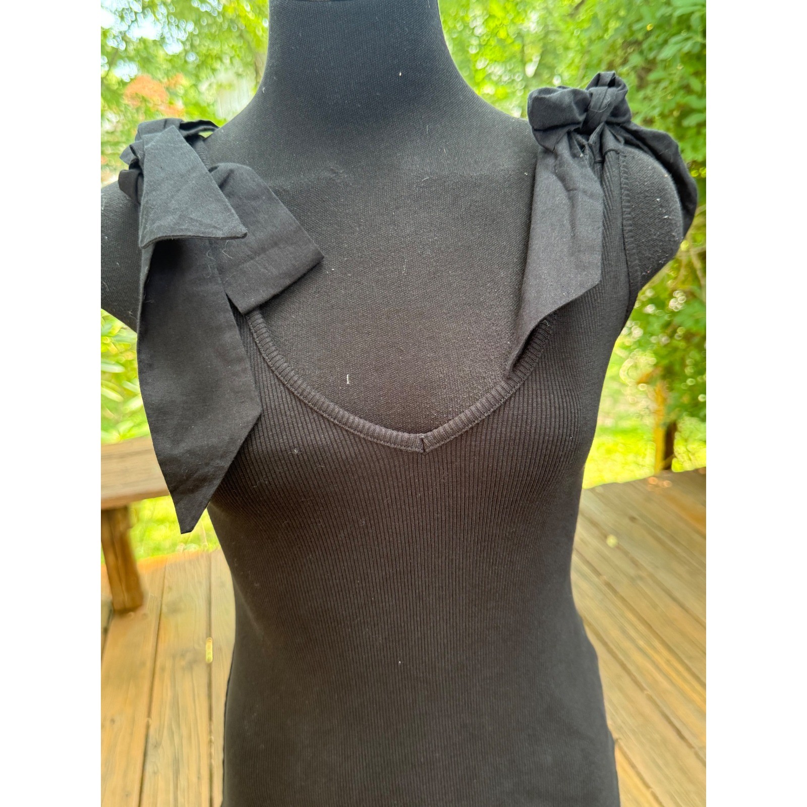 Maeve by Anthropologie Black Ribbed Tie Shoulder V-Neck Tank Top XS NWT Maeve by Anthropologie Black Ribbed Tie Shoulder V-Neck Tank Top XS NWT