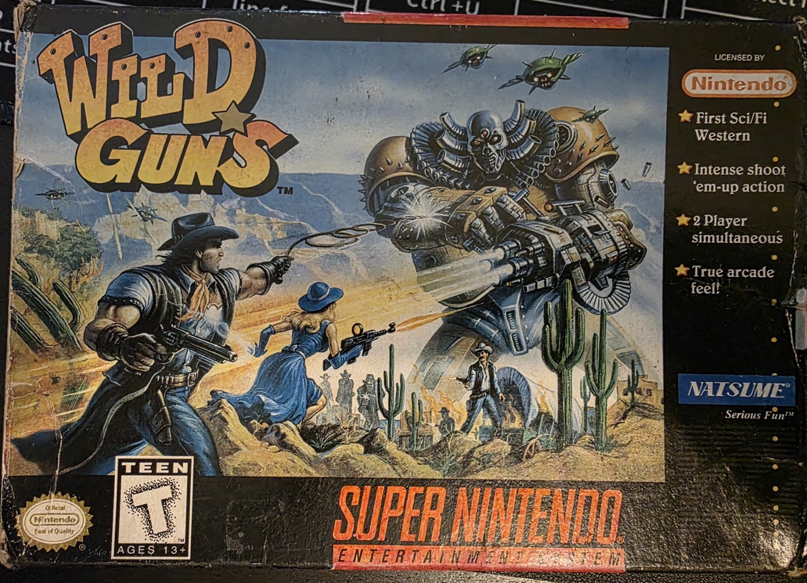 Natsume Wild Guns SNES Game and Box Natsume Wild Guns SNES Game and Box