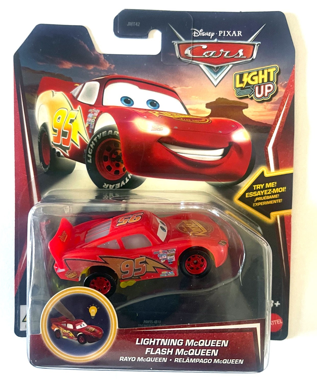 Disney Pixar Cars 2026  Light Up Lightning McQueen with Rusteze Logo JNW55