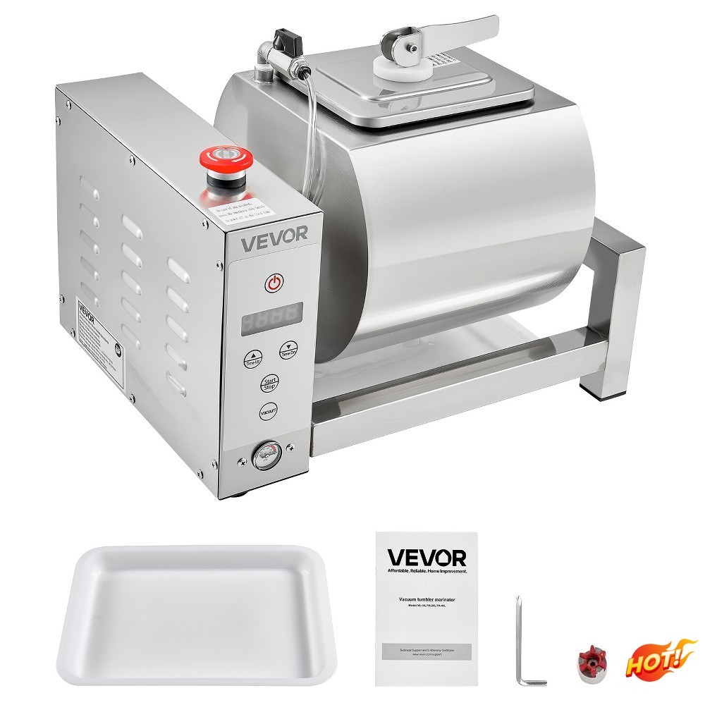 VEVOR 10L Meat Tumbler Marinator, Vacuum Marinating Machine, Stainless Steel