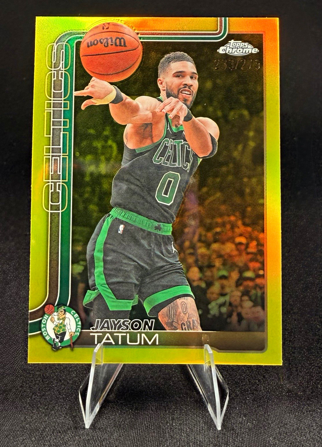 Topps 2025-26 Chrome Jayson Tatum Boston Celtics #49 Yellow Refractor /275