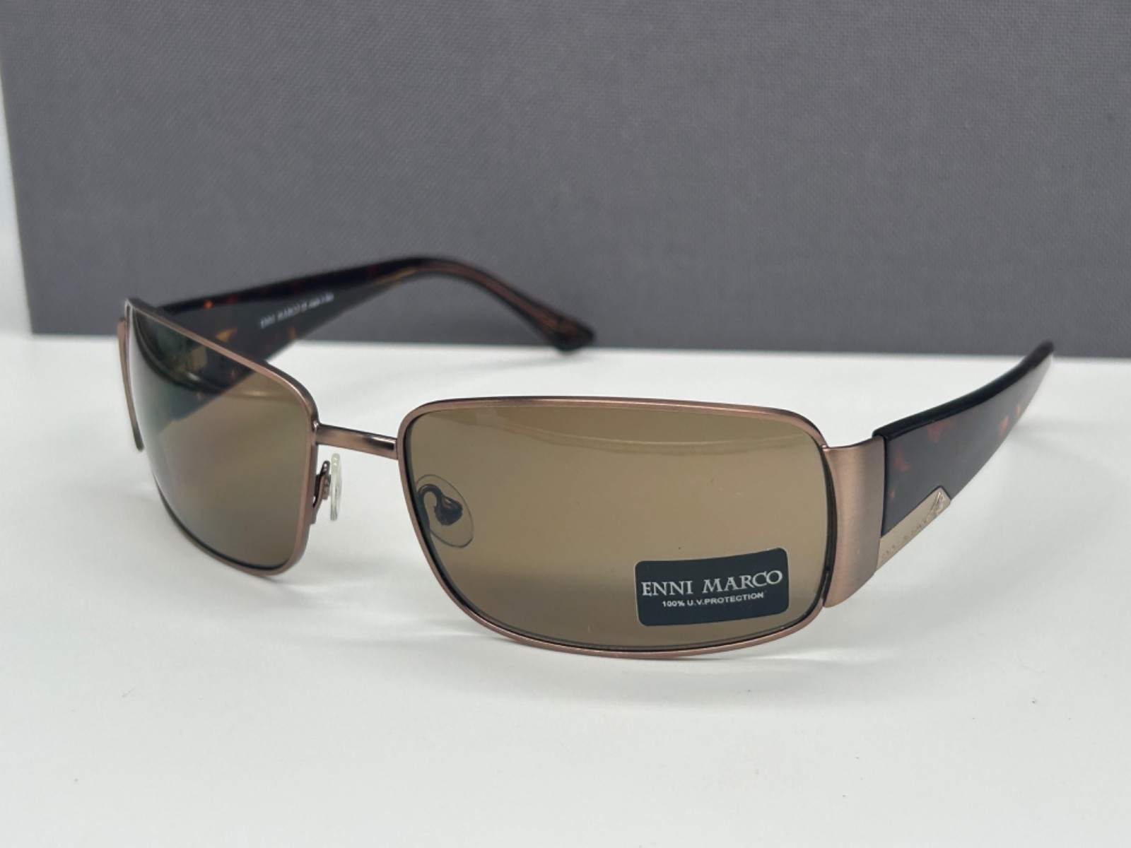 Enni Marco Woman Y2K Sunglasses Braun Curved Large Gradient 072