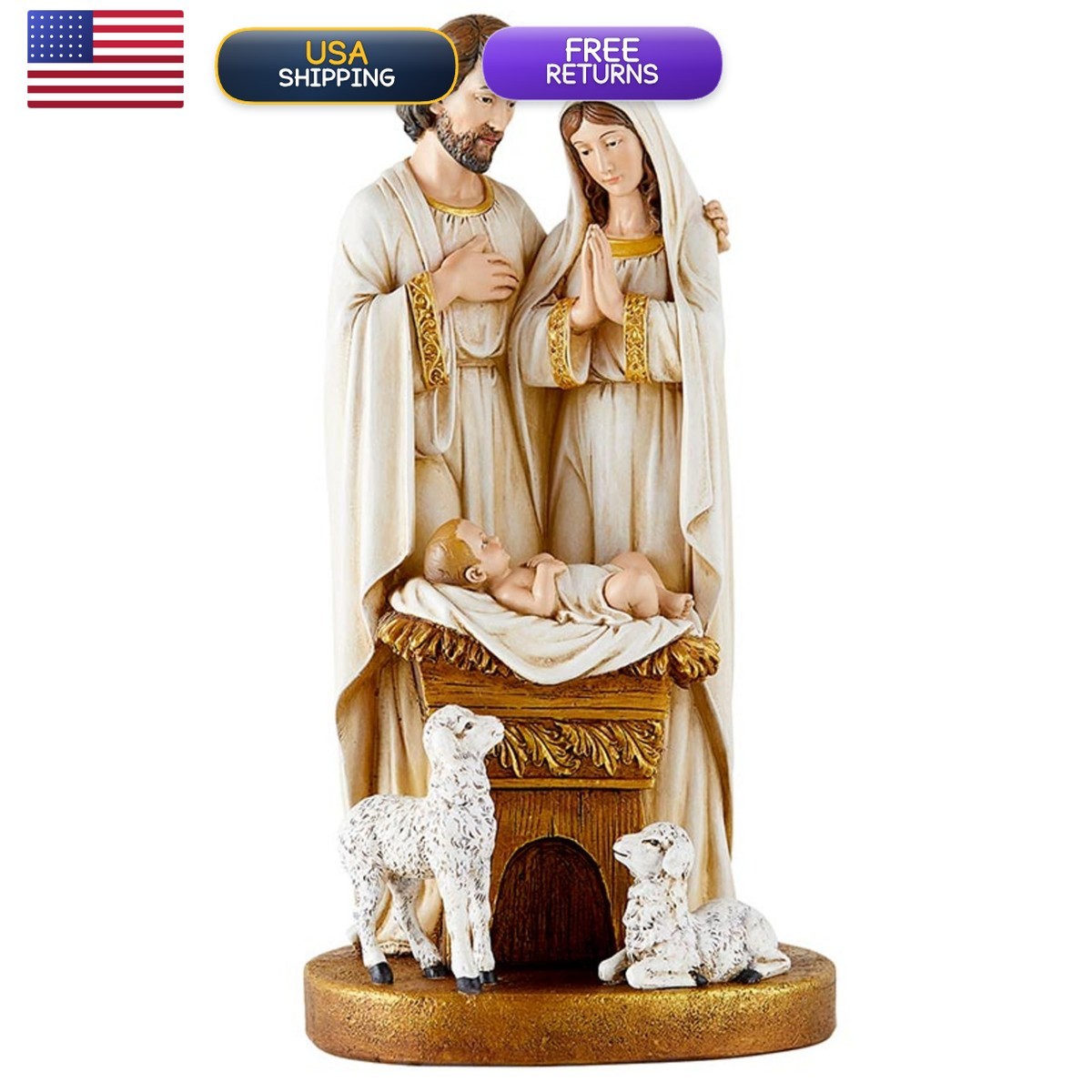 Avalon Gallery Nativity Figurine Joseph Mary Jesus 10-Inch Tabletop Centerpiece Avalon Gallery Nativity Figurine Joseph Mary Jesus 10-Inch Tabletop Centerpiece