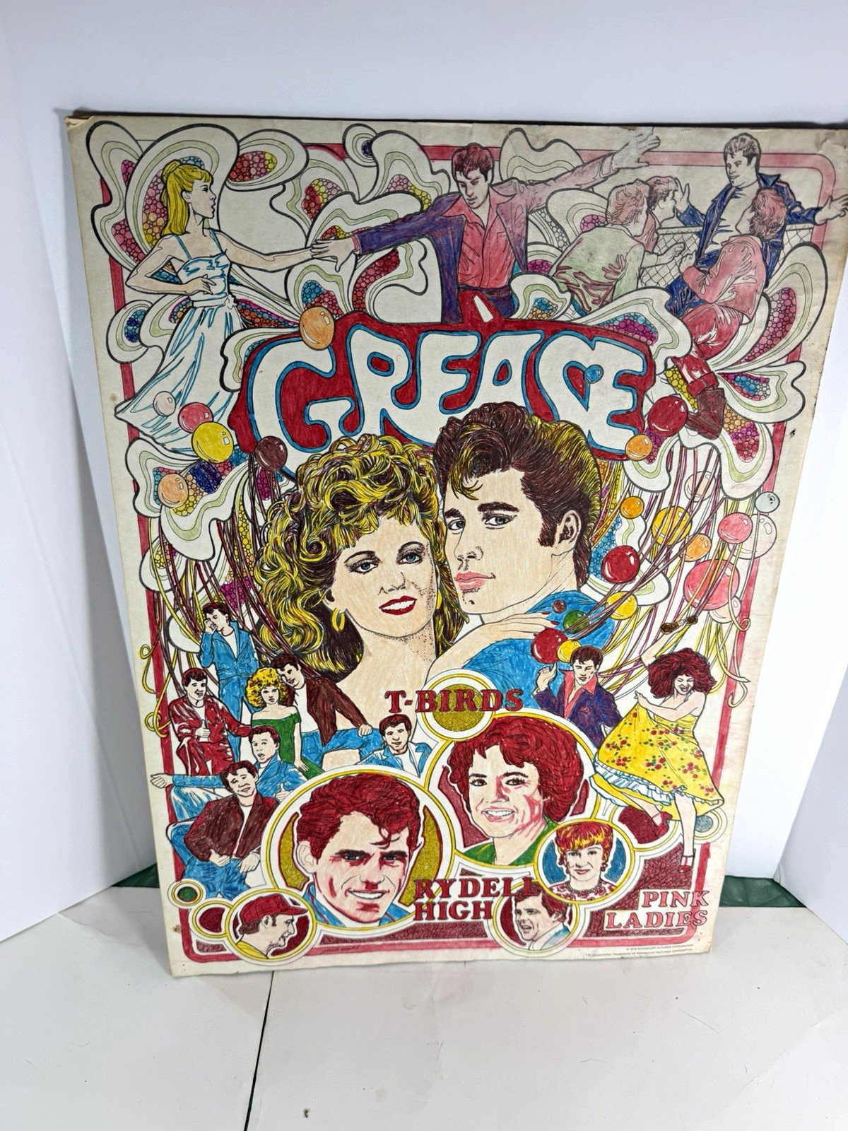 Rare 1978 Grease Movie Poster - Pink Ladies & T-Birds, Paramount Pictures Rare 1978 Grease Movie Poster - Pink Ladies & T-Birds, Paramount Pictures