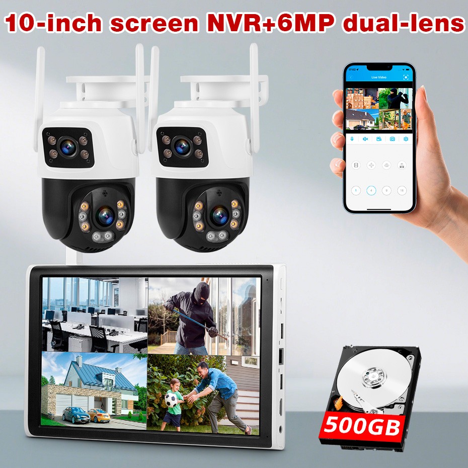 KERUI 6MP Wireless Wifi Security Camera System 8CH NVR 10\'\'LCD Monitor 500GB HDD