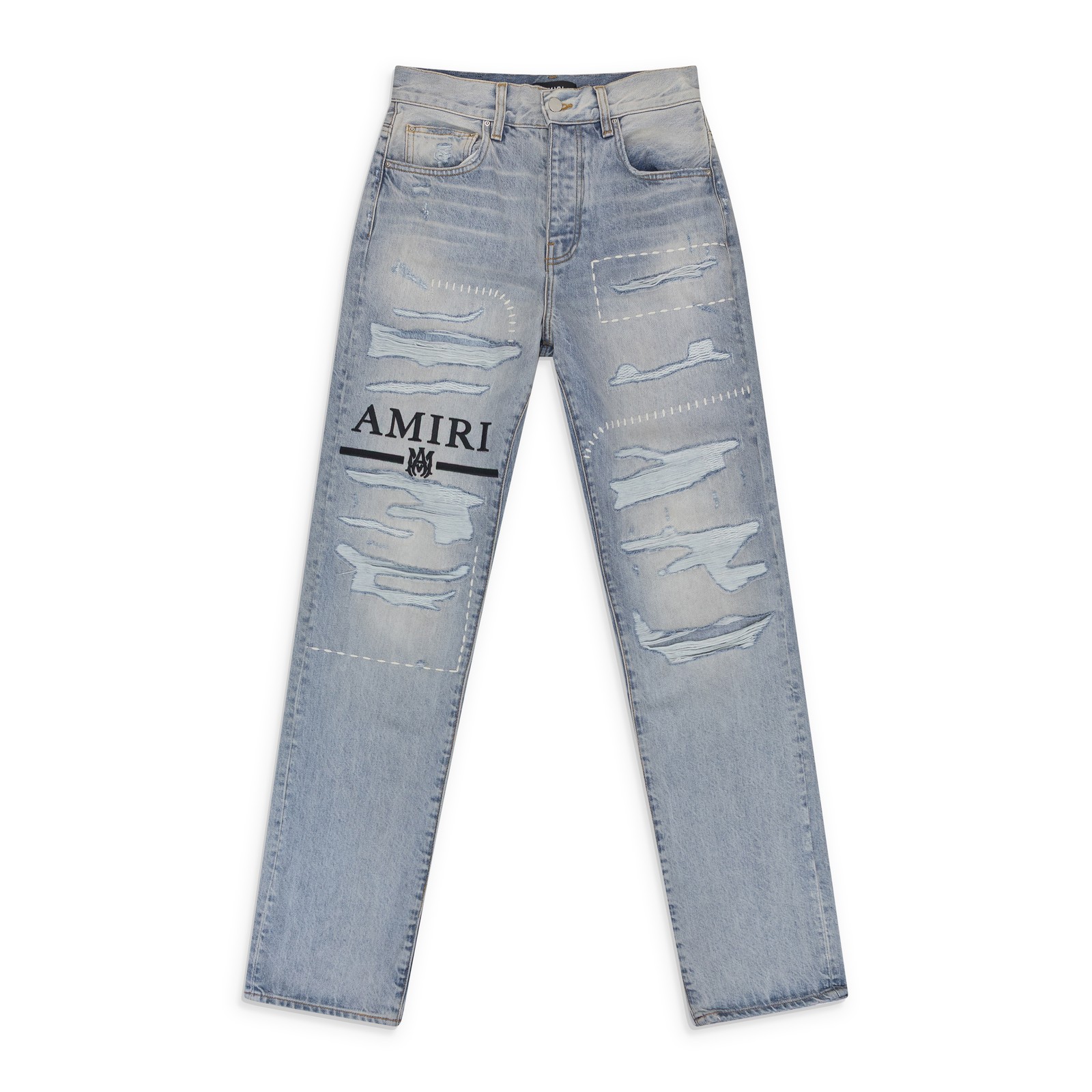 Amiri Stone Indigo MA Bar Logo Straight Jeans SIZE 40 $1290 Amiri Stone Indigo MA Bar Logo Straight Jeans SIZE 40 $1290