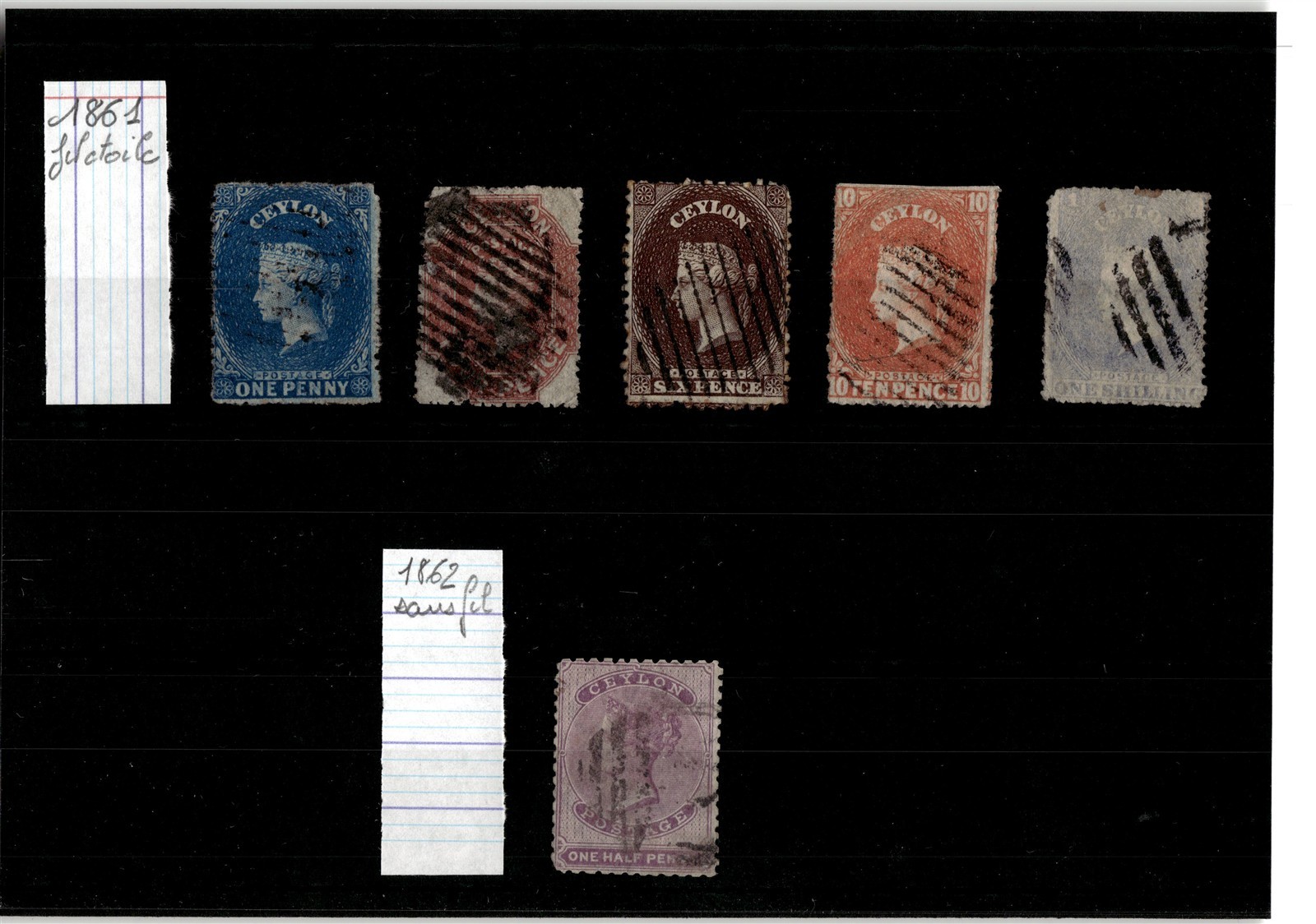 Ceylon 1861-1862 used stamps Ceylon 1861-1862 used stamps