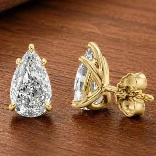 2Ct Pear Cut Lab-Created Diamond Solitaire Stud Earrings 14k Yellow Gold Plated 2Ct Pear Cut Lab-Created Diamond Solitaire Stud Earrings 14k Yellow Gold Plated