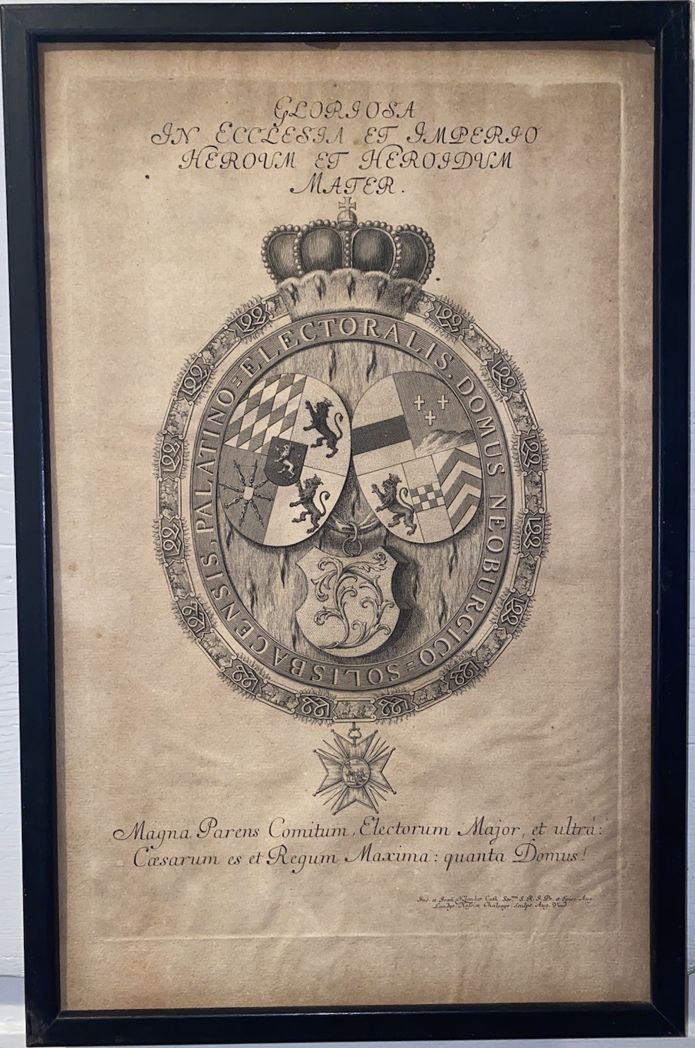 18th C Augsburg Heraldic Engraving Electoral Palatinate Kurpfalz Klauber 18th C Augsburg Heraldic Engraving Electoral Palatinate Kurpfalz Klauber