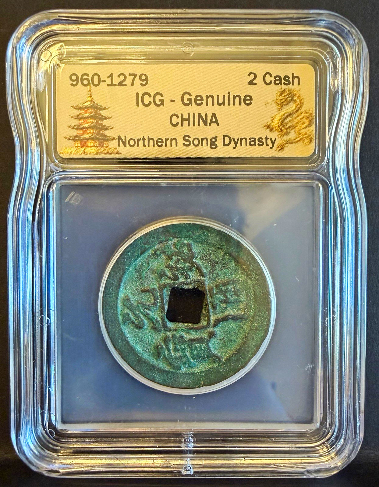 960-1279 AD - China Northern Song Dynasty 2 - Cash Copper Coin - ICG Genuine 960-1279 AD - China Northern Song Dynasty 2 - Cash Copper Coin - ICG Genuine
