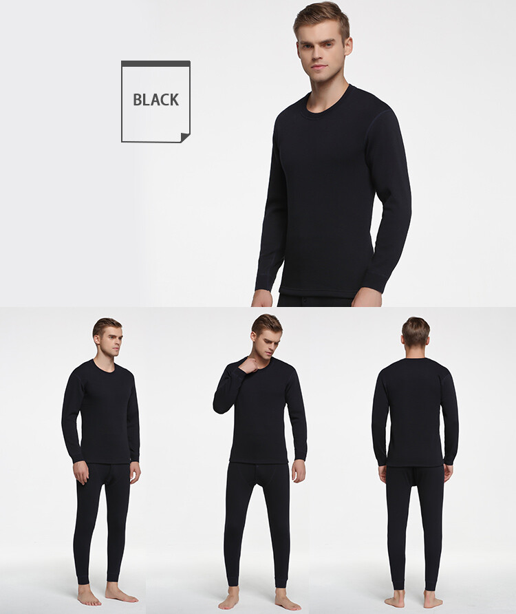 Men Winter Fleece Lined 100% Cotton Thermal Long Johns Top Bottom Underwear Set Men Winter Fleece Lined 100% Cotton Thermal Long Johns Top Bottom Underwear Set