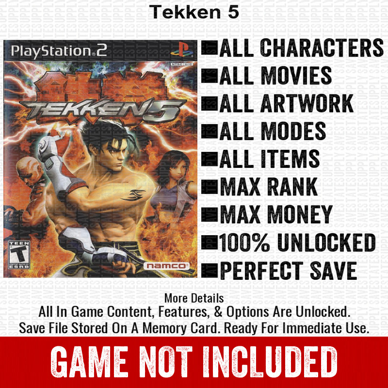 Tekken 5 100% PS2 Memory Card All CHEATS ITEMS