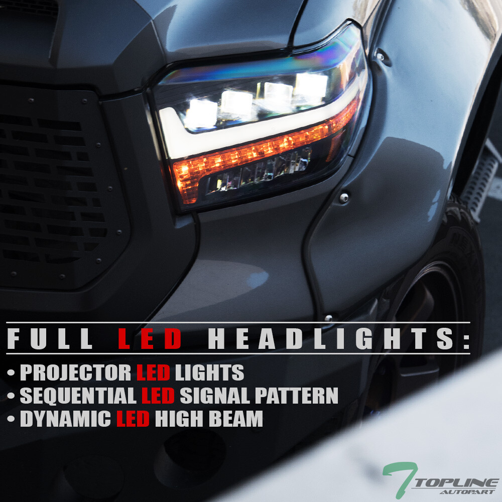 TLAPS For 2014-2021 Toyota Tundra Full LED Sequential Projector Headlights Black