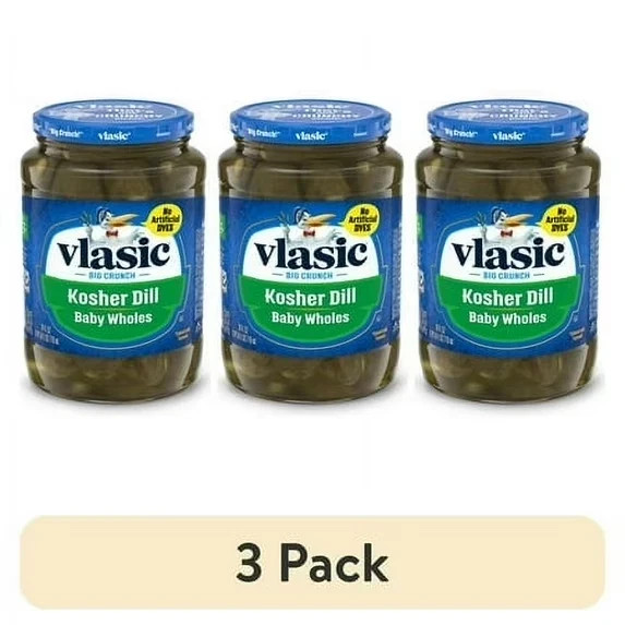 3 pack,Vlasic Kosher Dill Baby Whole Pickles, Keto Friendly, 24 fl oz... 3 pack,Vlasic Kosher Dill Baby Whole Pickles, Keto Friendly, 24 fl oz...