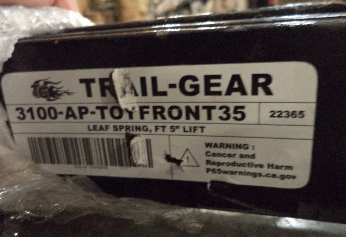 TRAIL-GEAR 3100-AP-TOYFRONT35 LEAF SPRING FT 5