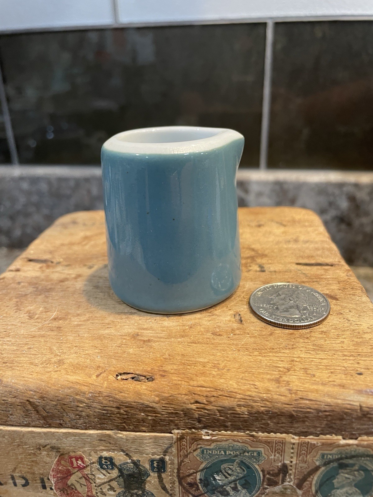 Mini Chunky Teal Green Restaurant Ware Creamer NOS 2” Mini Chunky Teal Green Restaurant Ware Creamer NOS 2”